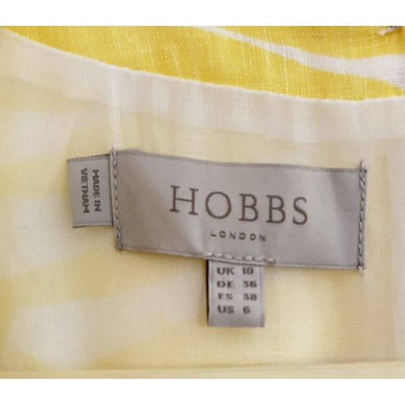 Hobbs London Floral Summer Linen Tea Dress Women's US Sz 6 Belted Yellow White - Picture 6 of 16